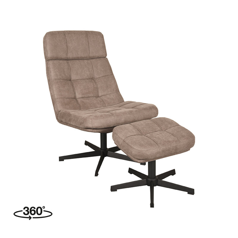 Fauteuil Alvar | Taupe | Boucle | Relaxfauteuil + Ottomane 53x57x83 cm