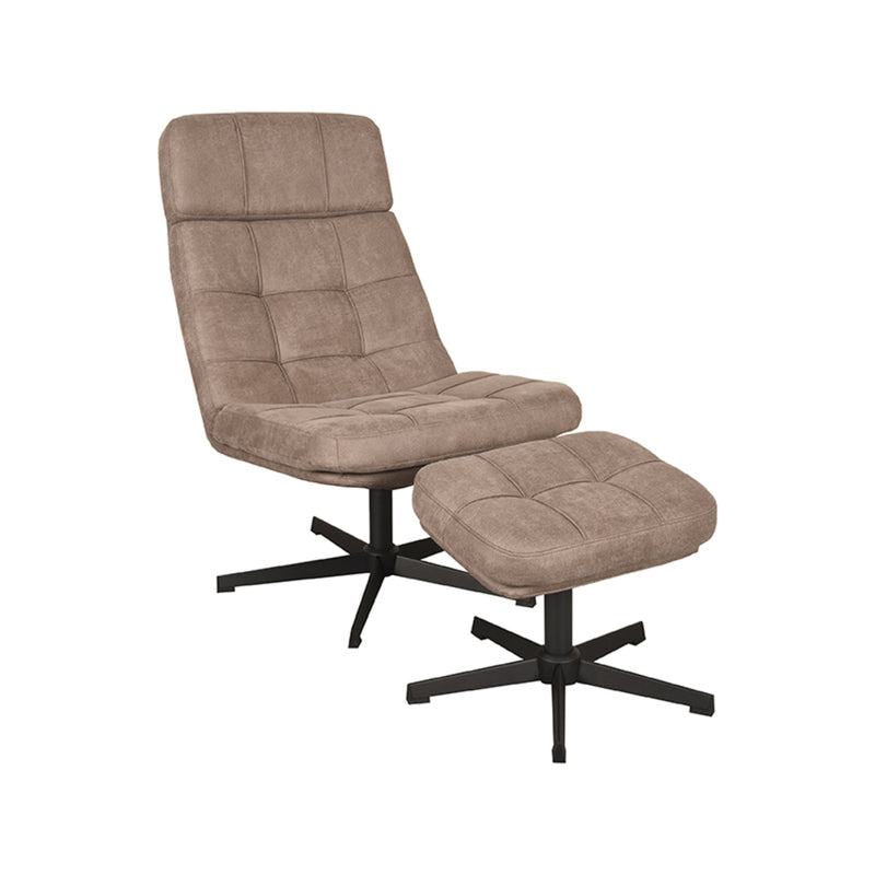 Fauteuil Alvar | Taupe | Boucle | Relaxfauteuil + Ottomane 53x57x83 cm