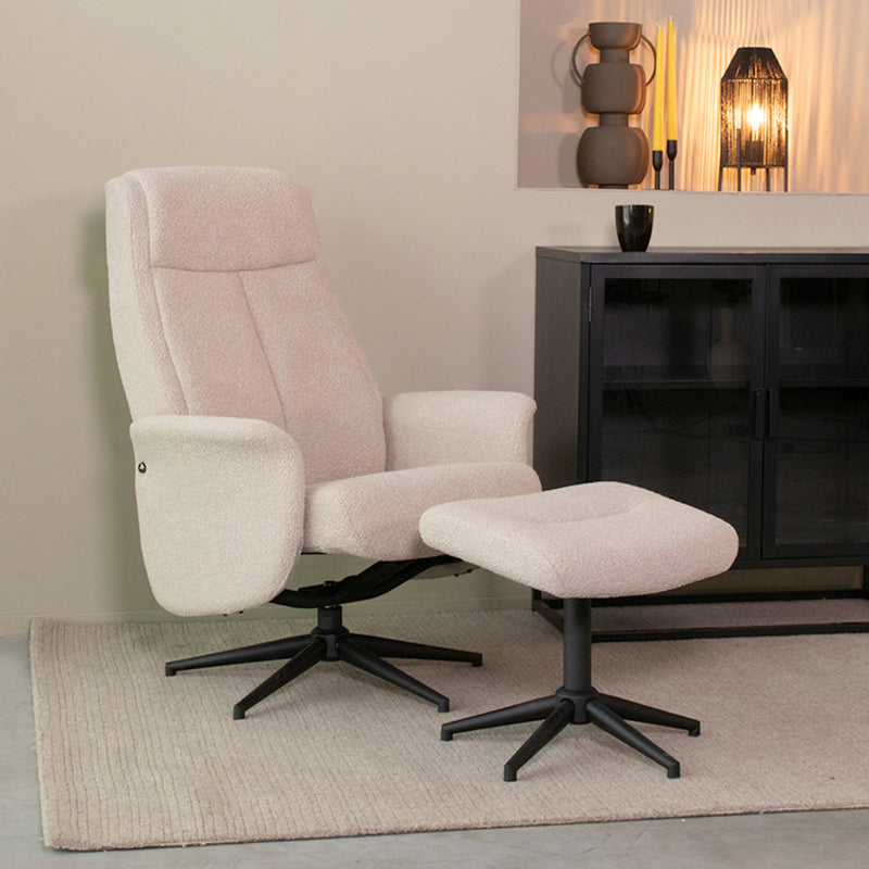Relaxfauteuil Bergen | Boucle | + Ottomane 77x76x105 cm