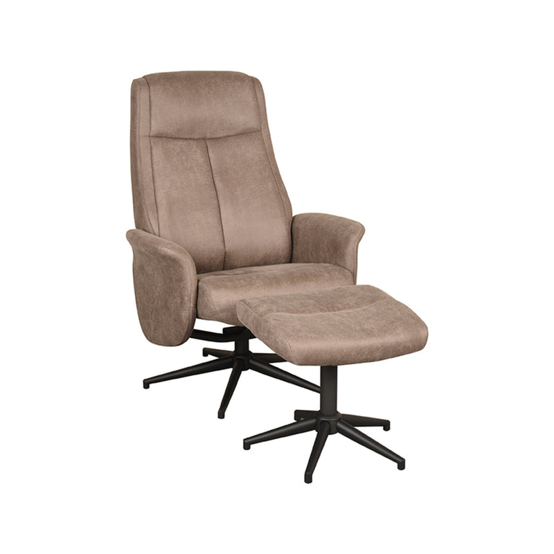 Fauteuil Bergen | Taupe | Micro Suede | Relaxfauteuil + Ottomane 77x76x105 cm