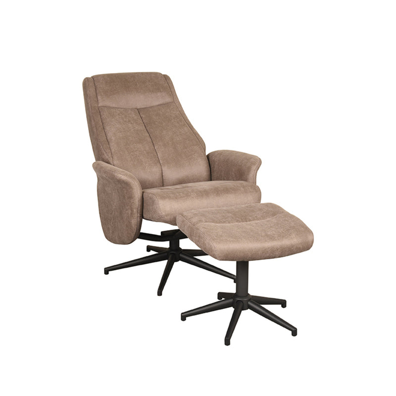 Fauteuil Bergen | Taupe | Micro Suede | Relaxfauteuil + Ottomane 77x76x105 cm