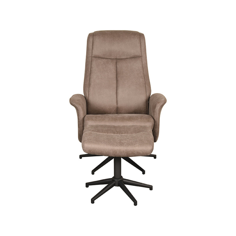 Fauteuil Bergen | Taupe | Micro Suede | Relaxfauteuil + Ottomane 77x76x105 cm