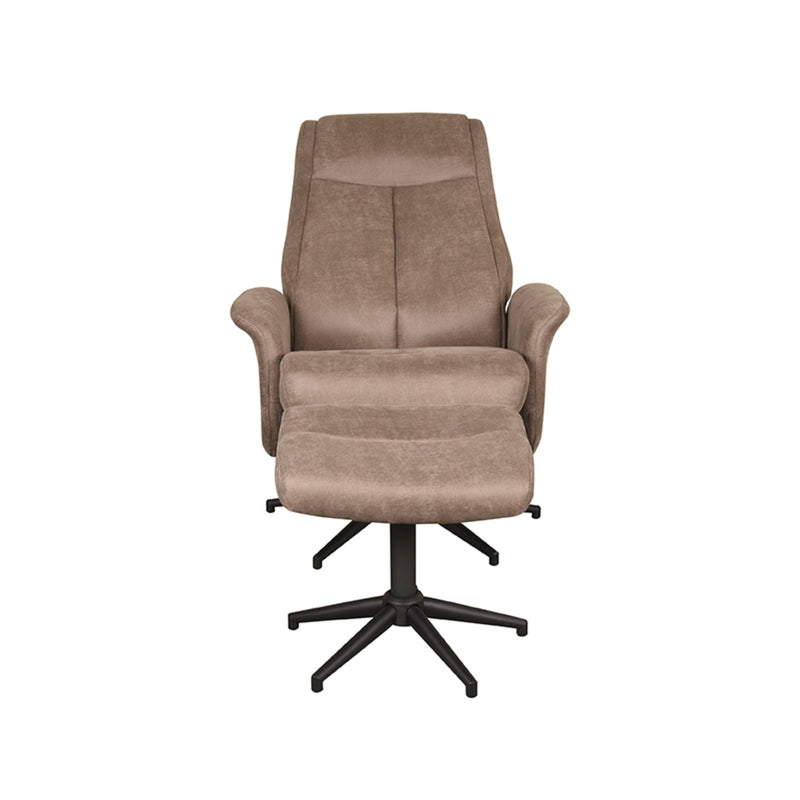 Fauteuil Bergen | Taupe | Micro Suede | Relaxfauteuil + Ottomane 77x76x105 cm