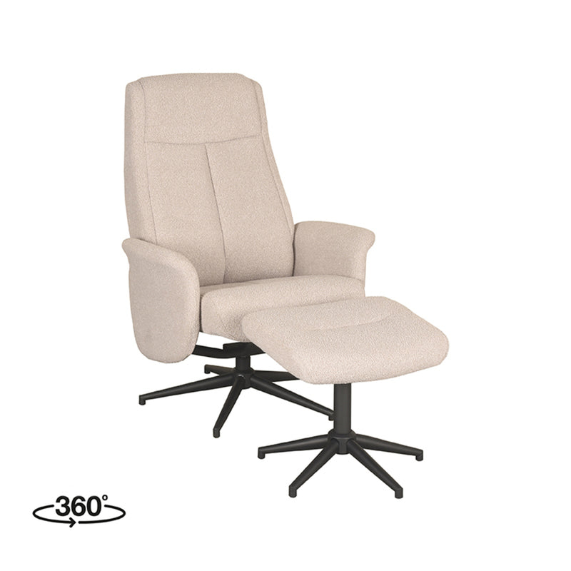 Relaxfauteuil Bergen | Boucle | + Ottomane 77x76x105 cm