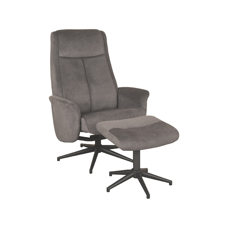 Fauteuil Bergen | Antraciet | Cosmo | Relaxfauteuil + Ottomane 77x76x105 cm