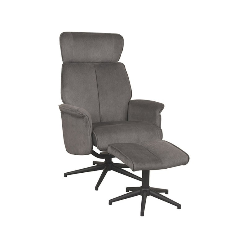 Fauteuil Verdal | Antraciet | Cosmo | Relaxfauteuil + Ottomane 77x79x109 cm