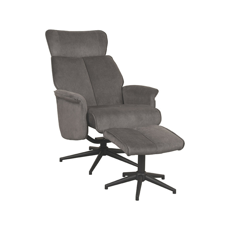 Fauteuil Verdal | Antraciet | Cosmo | Relaxfauteuil + Ottomane 77x79x109 cm