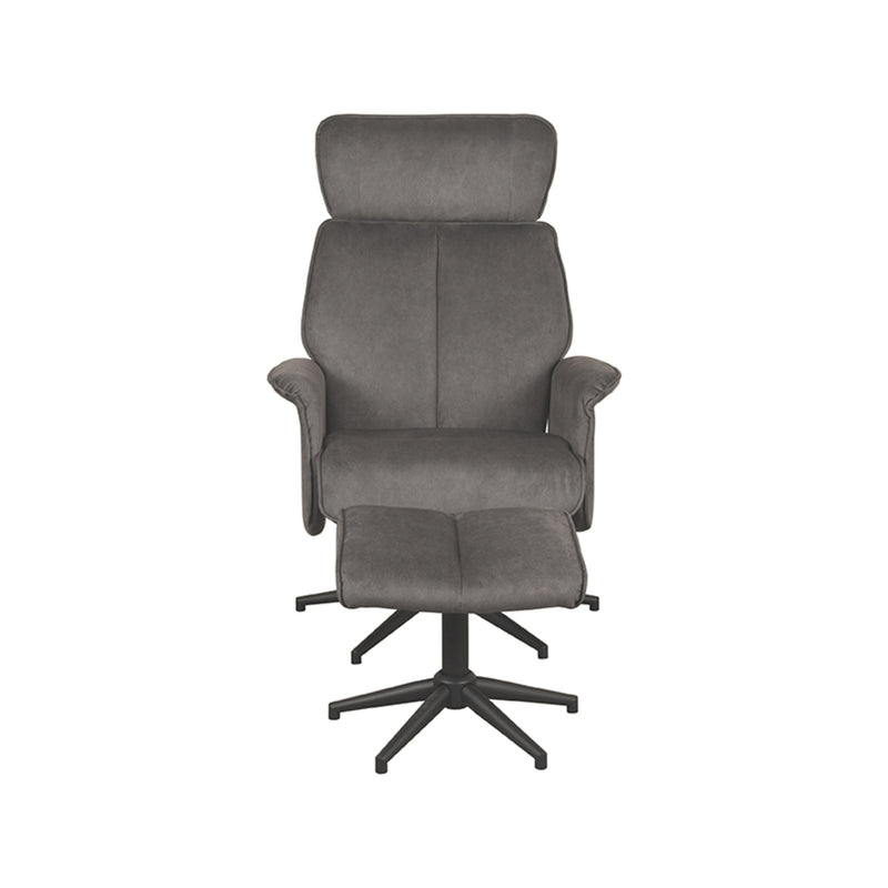 Fauteuil Verdal | Antraciet | Cosmo | Relaxfauteuil + Ottomane 77x79x109 cm