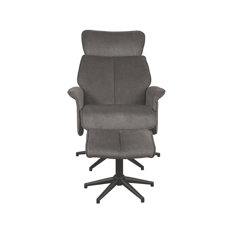 Fauteuil Verdal | Antraciet | Cosmo | Relaxfauteuil + Ottomane 77x79x109 cm