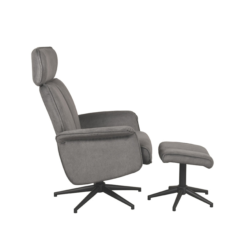 Fauteuil Verdal | Antraciet | Cosmo | Relaxfauteuil + Ottomane 77x79x109 cm