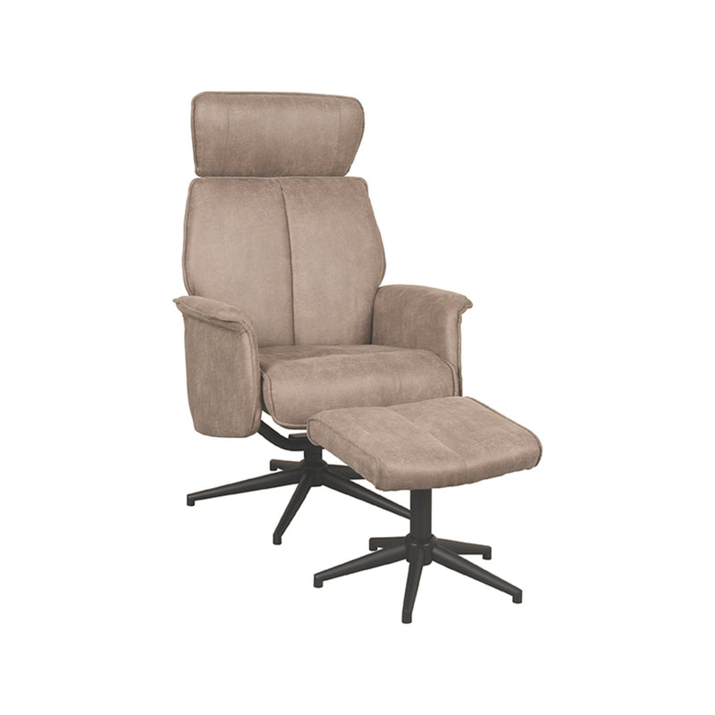 Fauteuil Verdal | Taupe | Micro Suede | Relaxfauteuil + Ottomane 77x79x109 cm