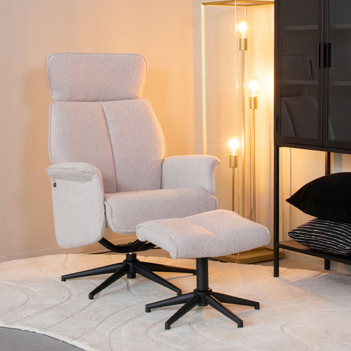 Relaxfauteuil Verdal | Boucle | + Ottomane 77x79x109 cm