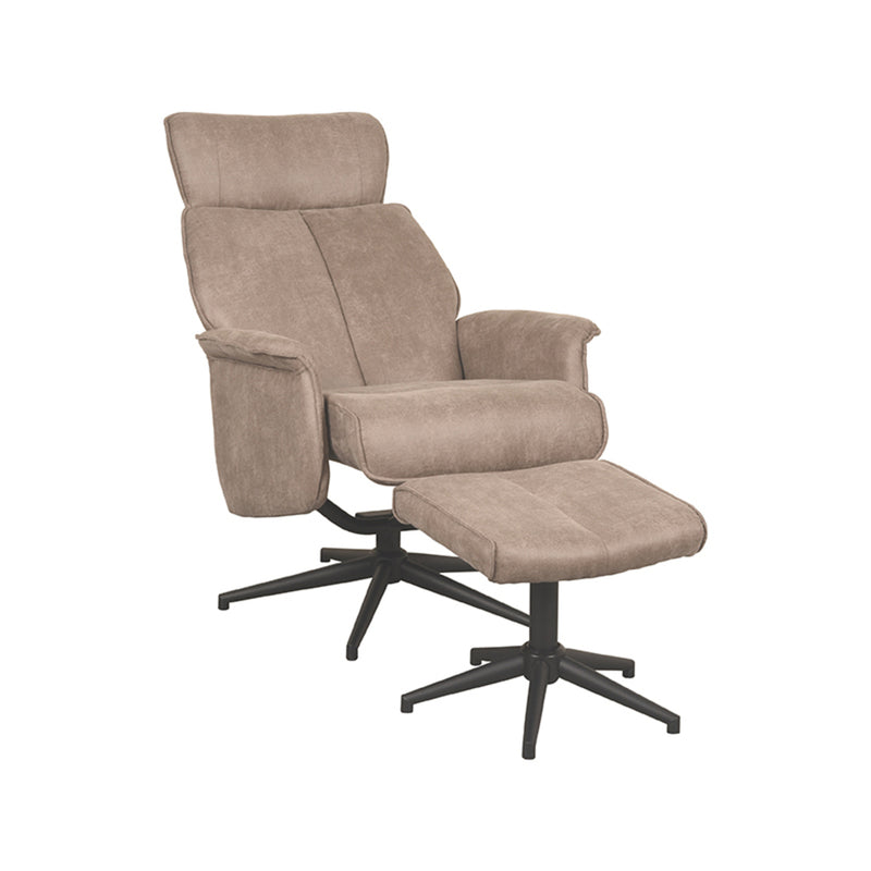 Fauteuil Verdal | Taupe | Micro Suede | Relaxfauteuil + Ottomane 77x79x109 cm