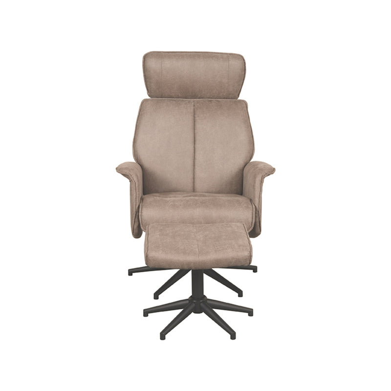 Fauteuil Verdal | Taupe | Micro Suede | Relaxfauteuil + Ottomane 77x79x109 cm