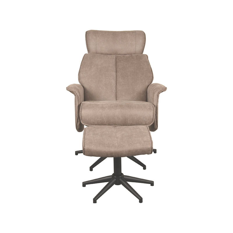 Fauteuil Verdal | Taupe | Micro Suede | Relaxfauteuil + Ottomane 77x79x109 cm