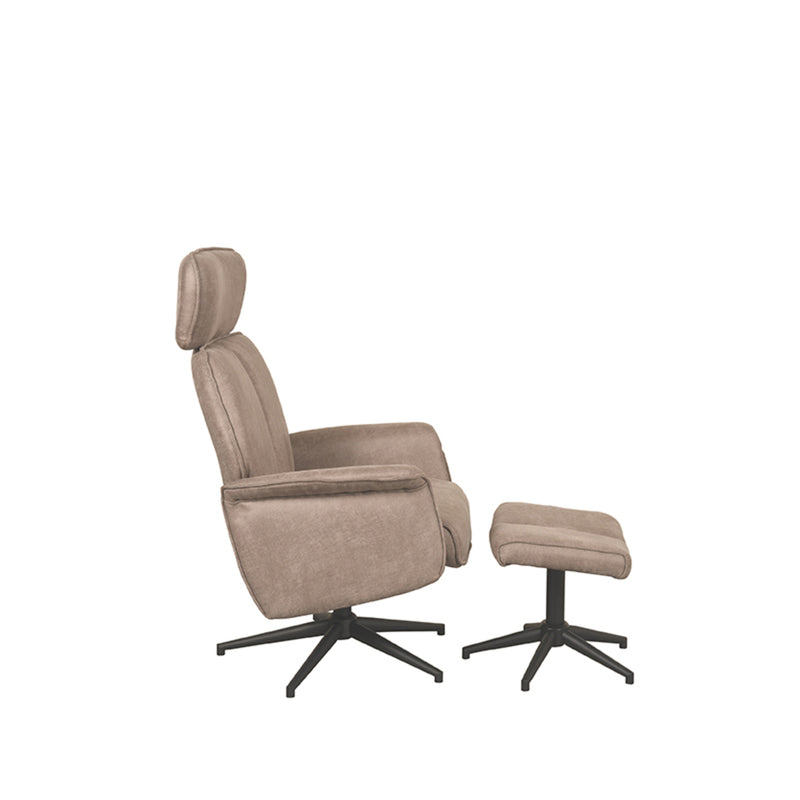 Fauteuil Verdal | Taupe | Micro Suede | Relaxfauteuil + Ottomane 77x79x109 cm