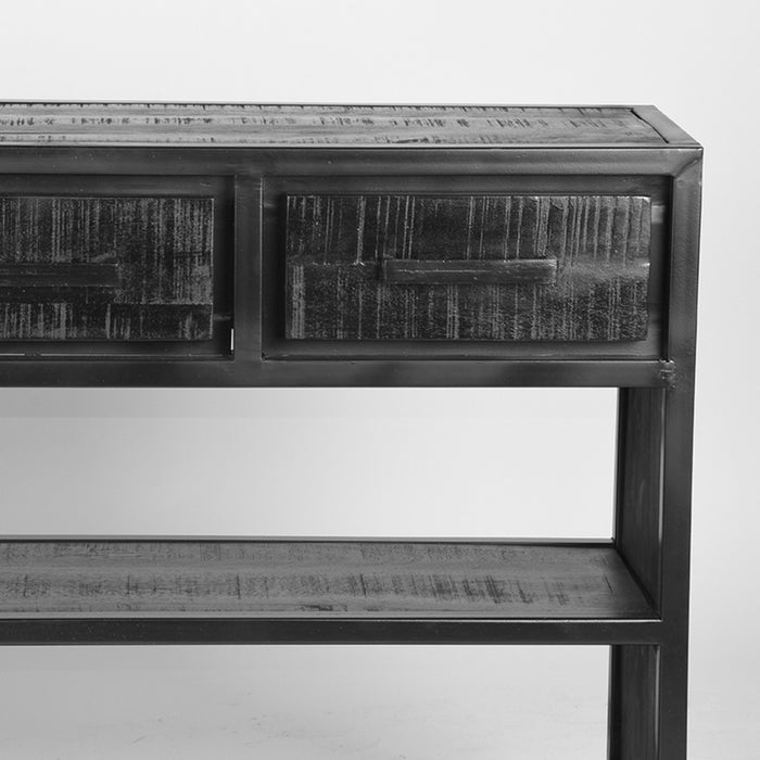 Sidetable Chili | Mangohout | 3 lades | 2 vakken | Zwart