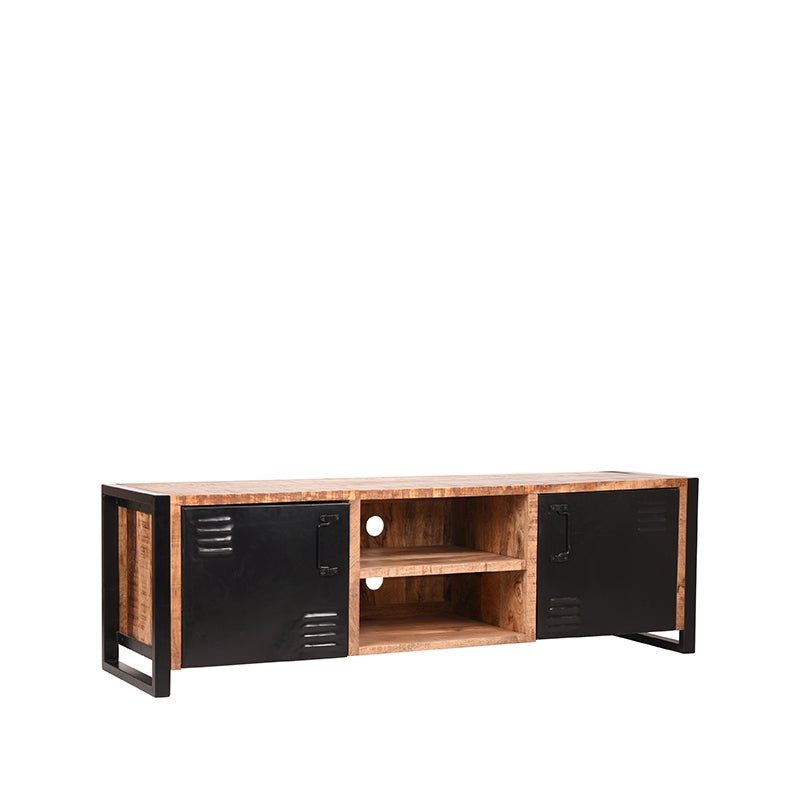 Tv meubel Brussels | Mangohout | 2 deuren | 5 vakken | Rough 160 cm
