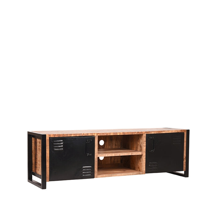 Tv meubel Brussels | Mangohout | 2 deuren | 5 vakken | Rough 160 cm