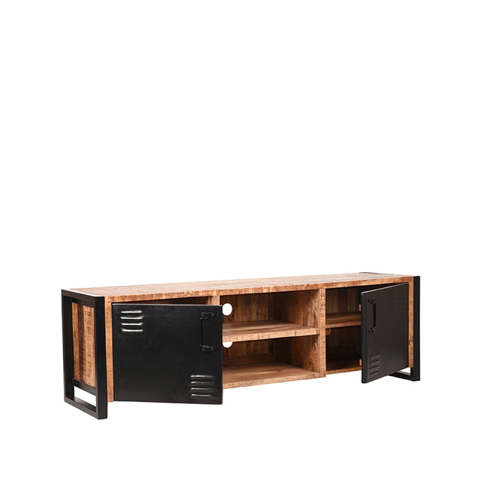 Tv meubel Brussels | Mangohout | 2 deuren | 5 vakken | Rough 160 cm