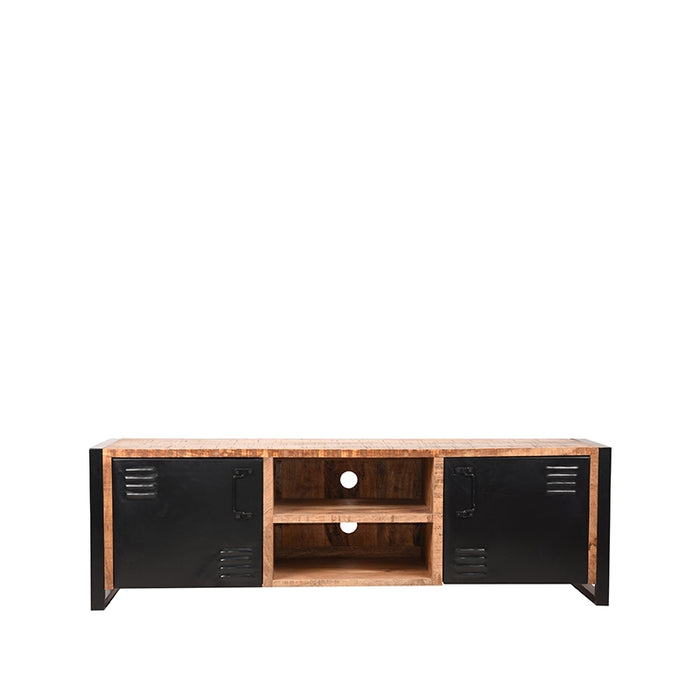 Tv meubel Brussels | Mangohout | 2 deuren | 5 vakken | Rough 160 cm