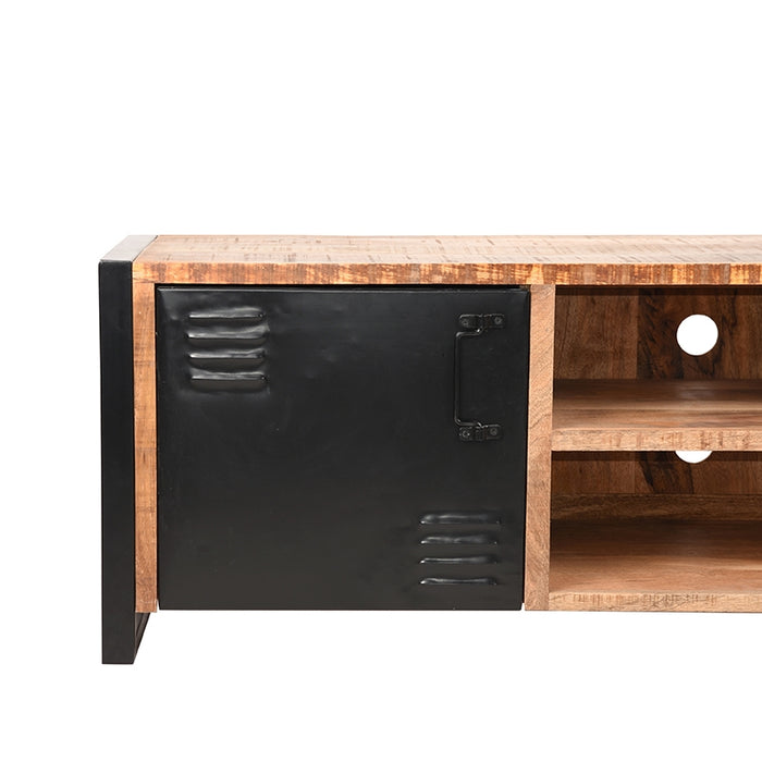 Tv meubel Brussels | Mangohout | 2 deuren | 5 vakken | Rough 160 cm