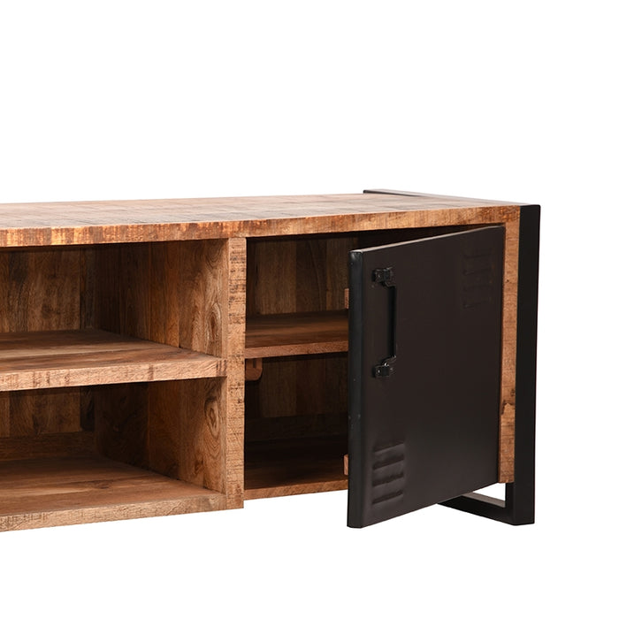Tv meubel Brussels | Mangohout | 2 deuren | 5 vakken | Rough 160 cm