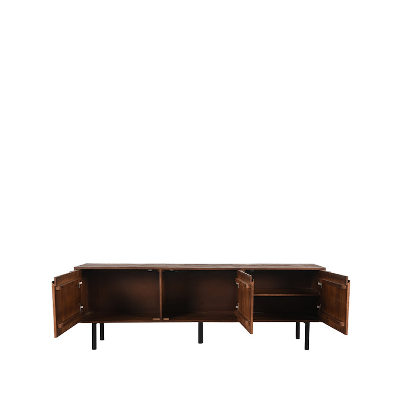 Tv meubel | Mangohout | 3 deuren | 4 vakken | Rio Espresso 180 cm