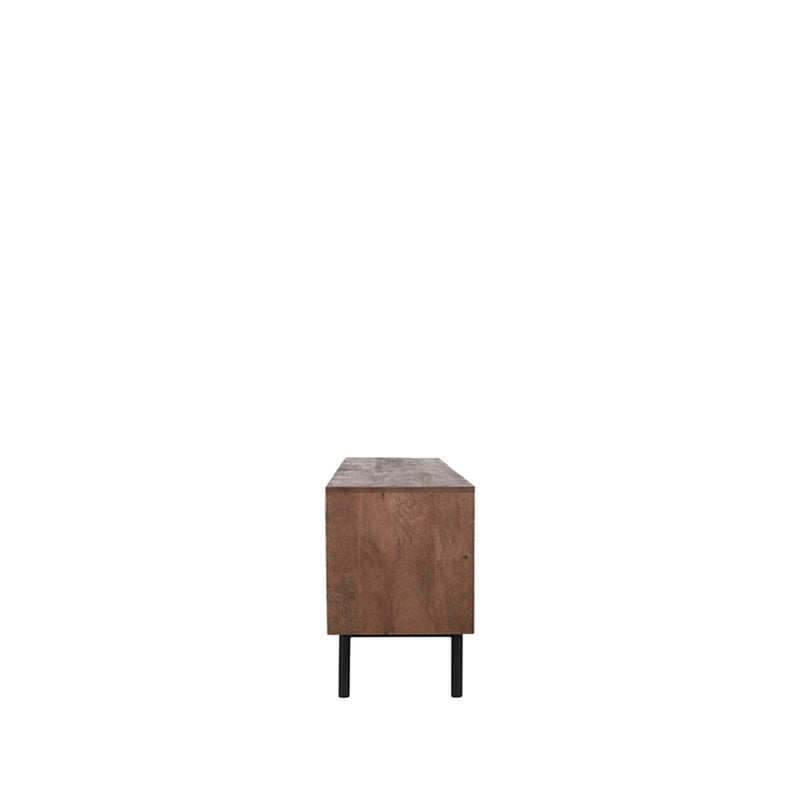 Tv meubel | Mangohout | 3 deuren | 4 vakken | Rio Espresso 180 cm