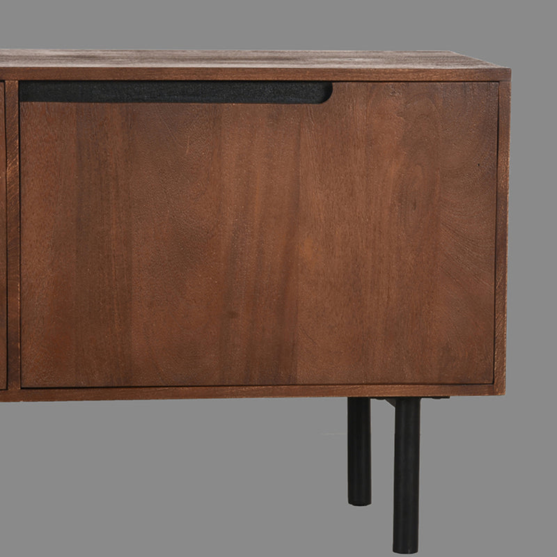 Tv meubel | Mangohout | 3 deuren | 4 vakken | Rio Espresso 180 cm