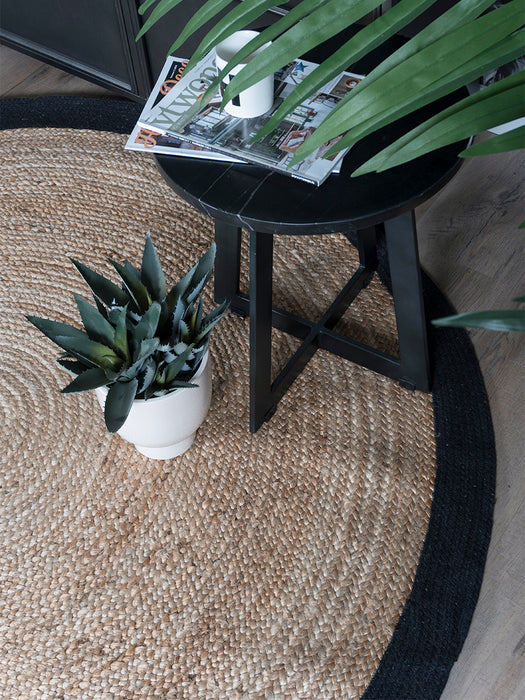 Vloerkleed Jute Rond Naturel/Zwart ø120 cm