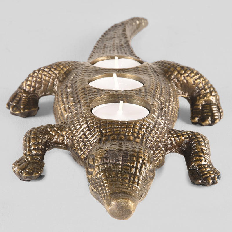Krokodil | Metaal | Antiek goud
